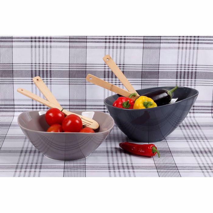 Cryspo Trio Salatiera Porselanis Trigniki me Koutales Bamboo 'BEIGEGREY' 26000933